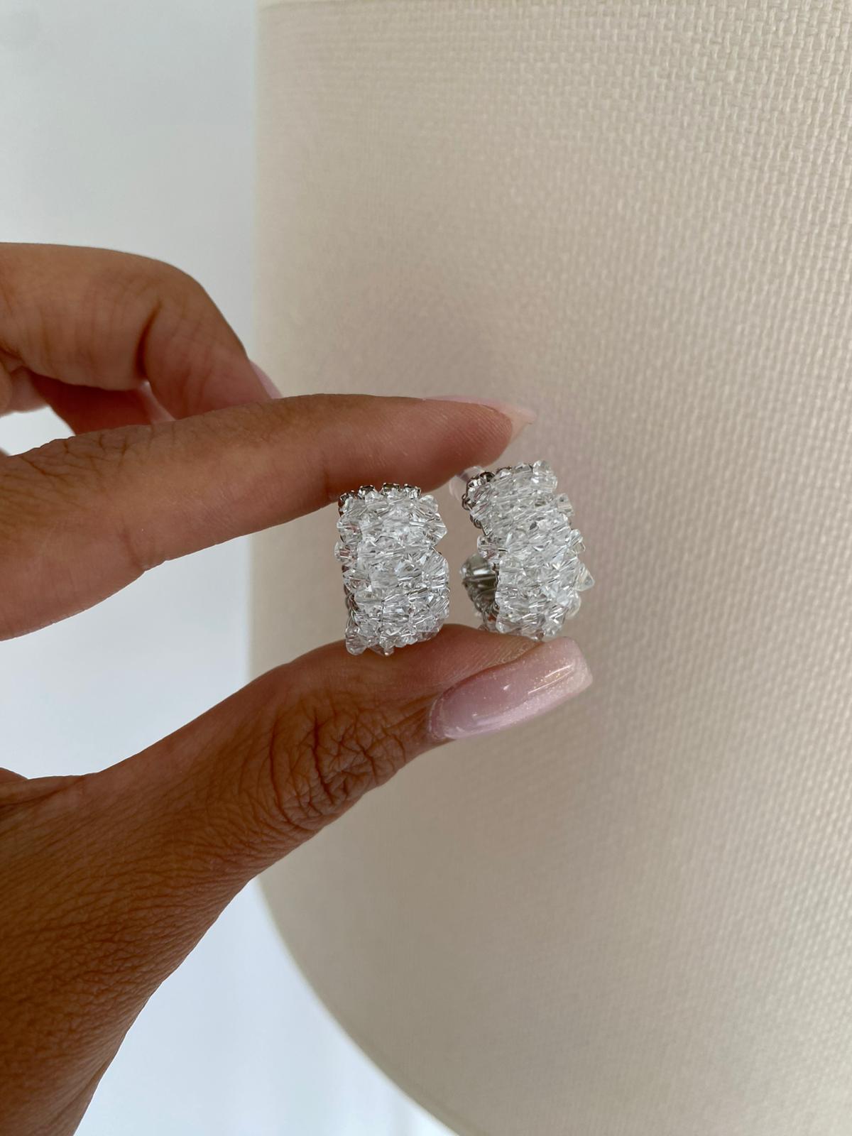 Silver cyrstal küpe
