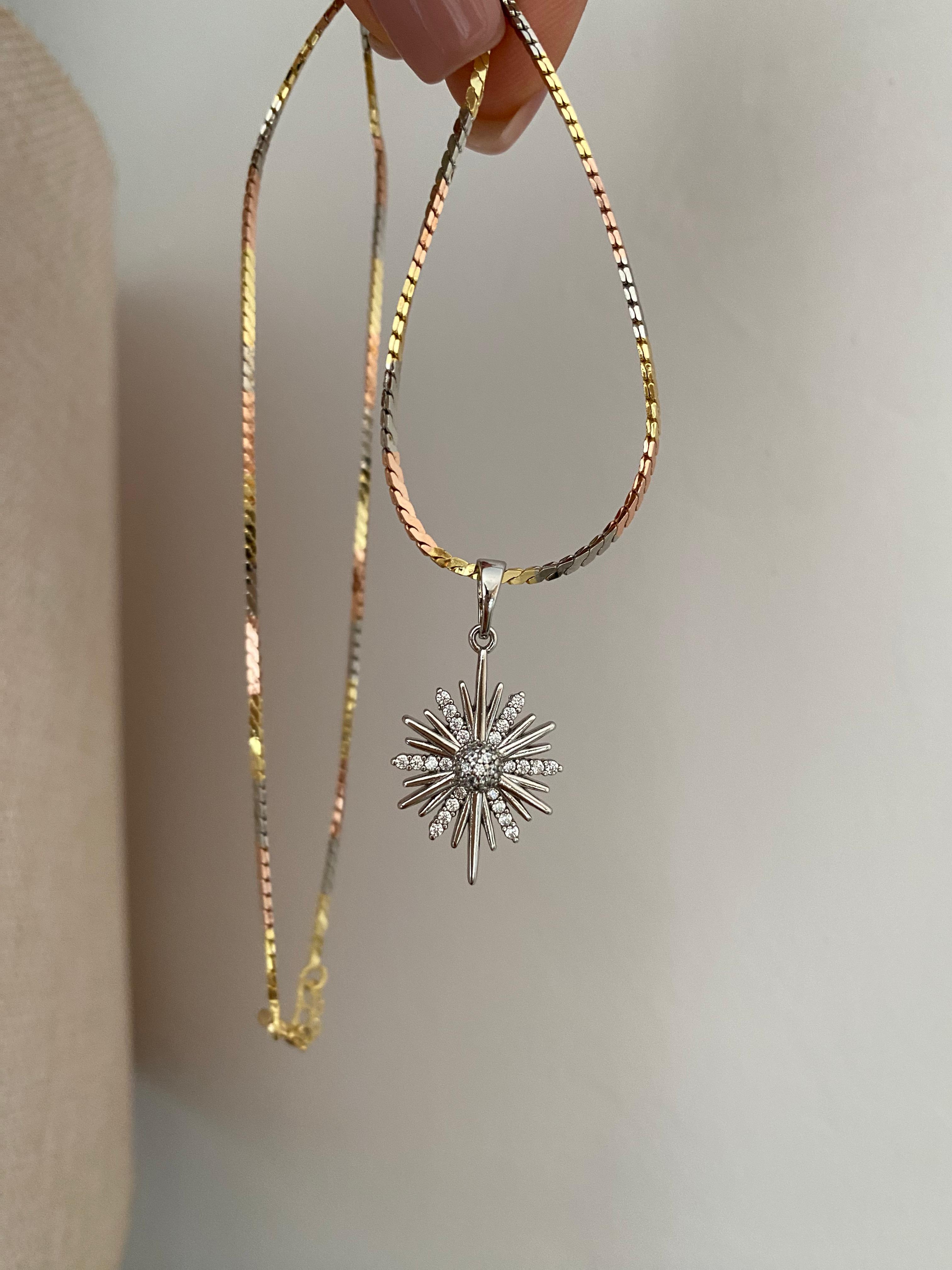 Silver Color Star Kolye