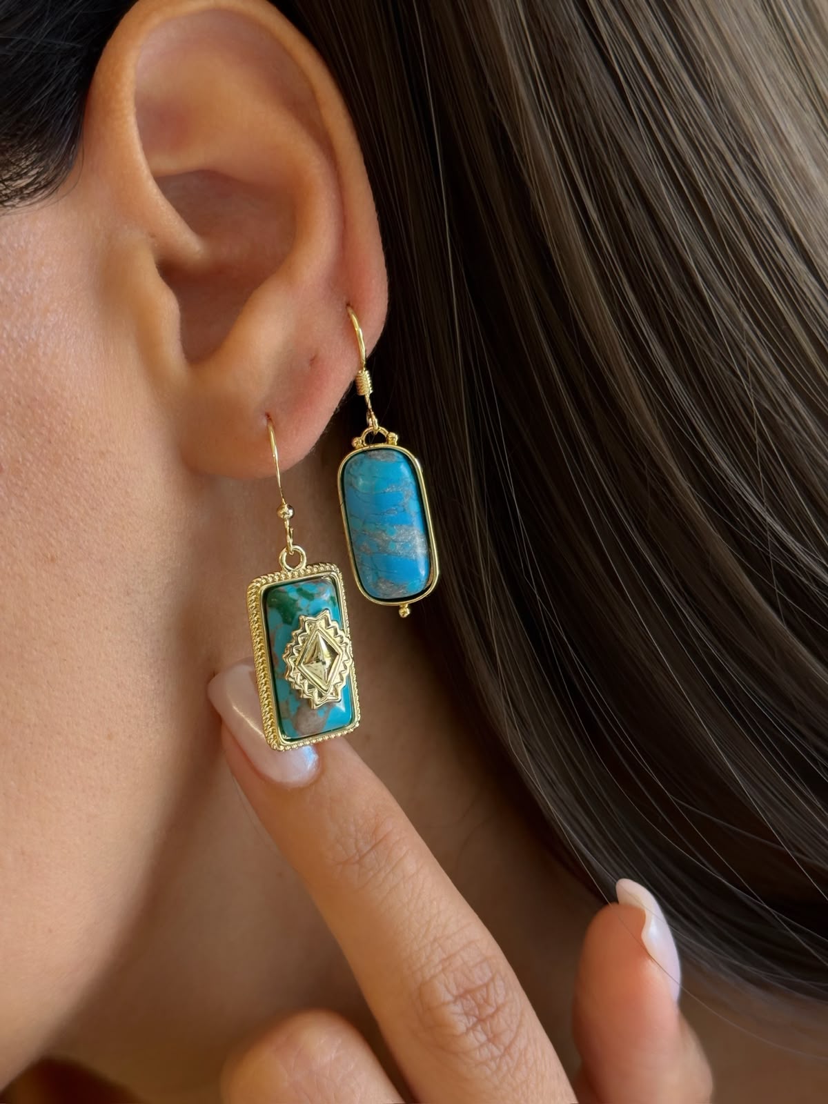 CYLINDER turquoise küpeler