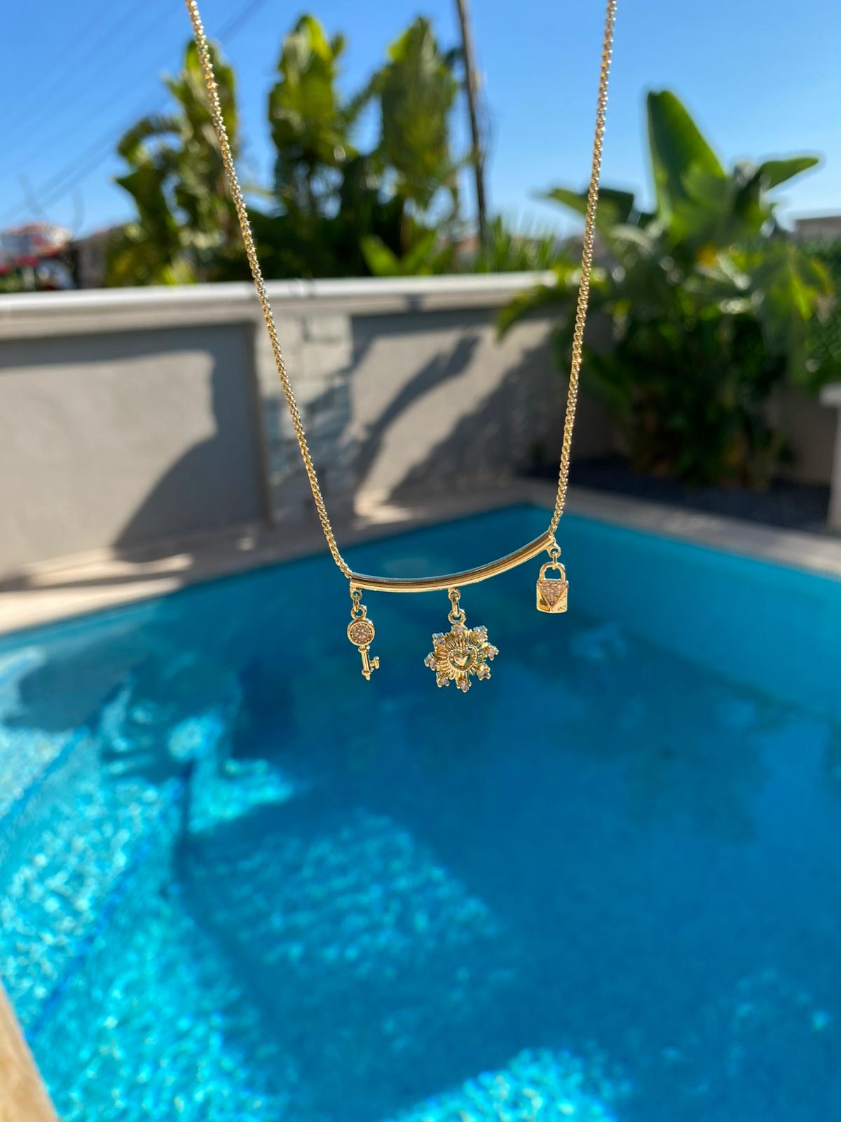 Heart & key charm tasarım choker
