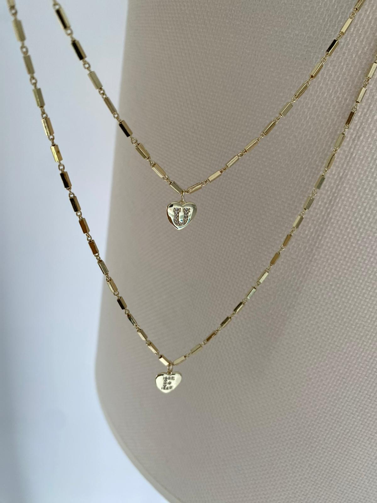 Hearts ikili birleşik harf kolye