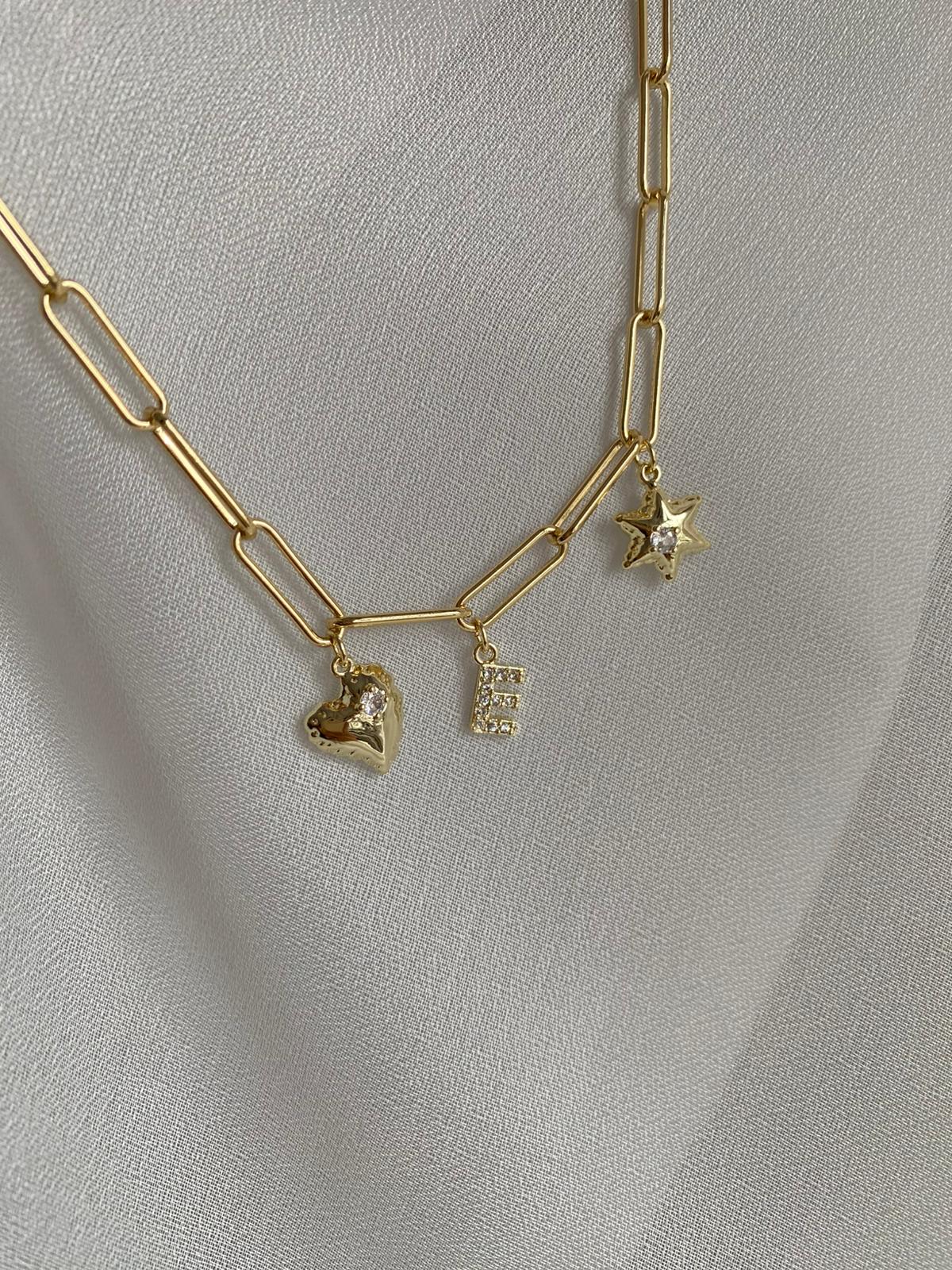 heart star charm harf bileklik