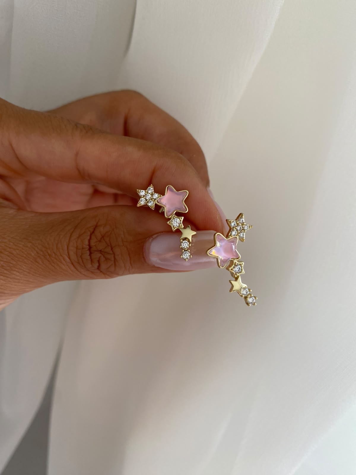 Pink star küpe