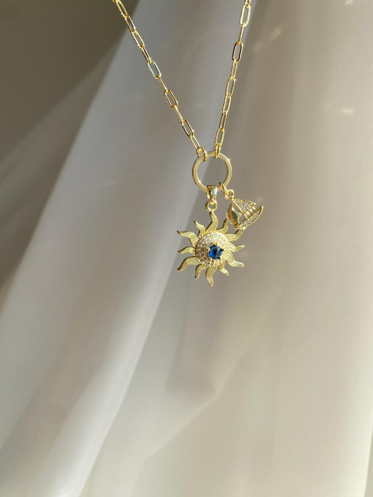 Navy blue sun kolye