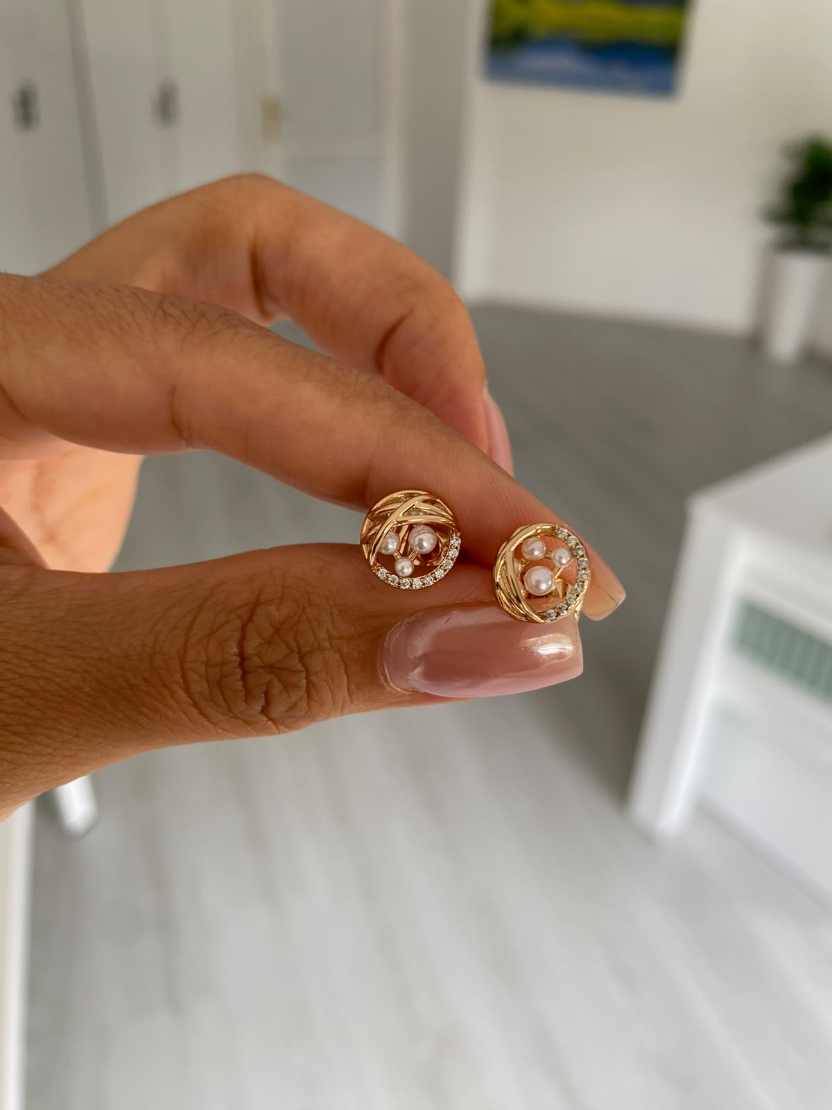 Pearl rose küpe