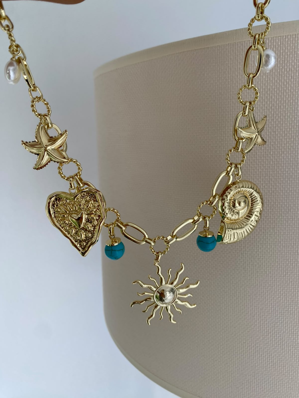 Sun & heart charm choker