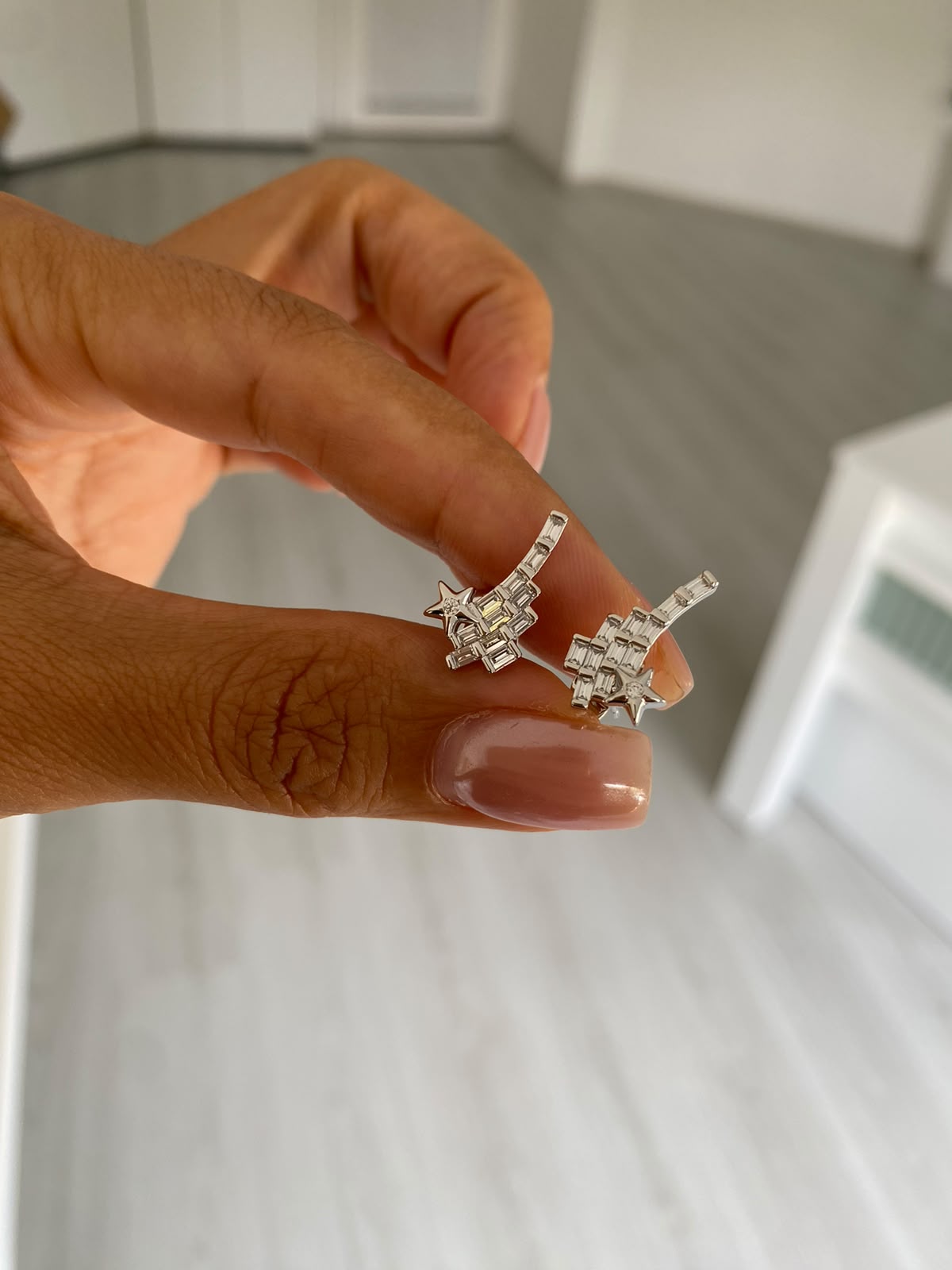 Star bauget gümüş renk küpe
