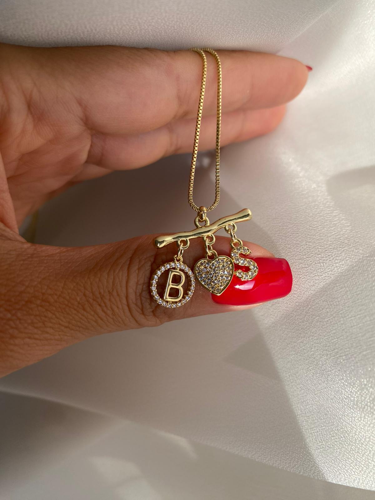 Hearts İkili Harf Kolye