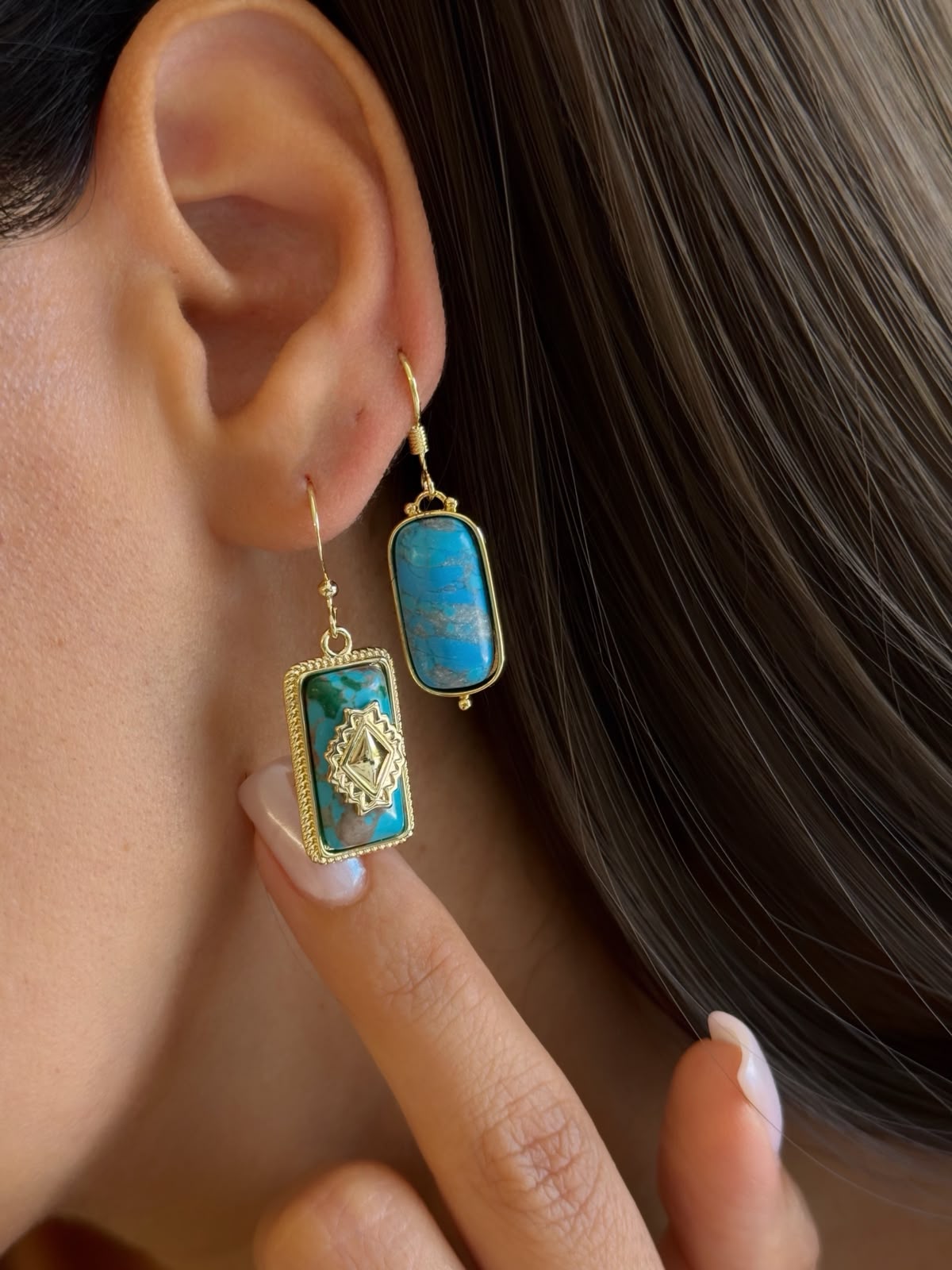 CYLINDER turquoise küpeler