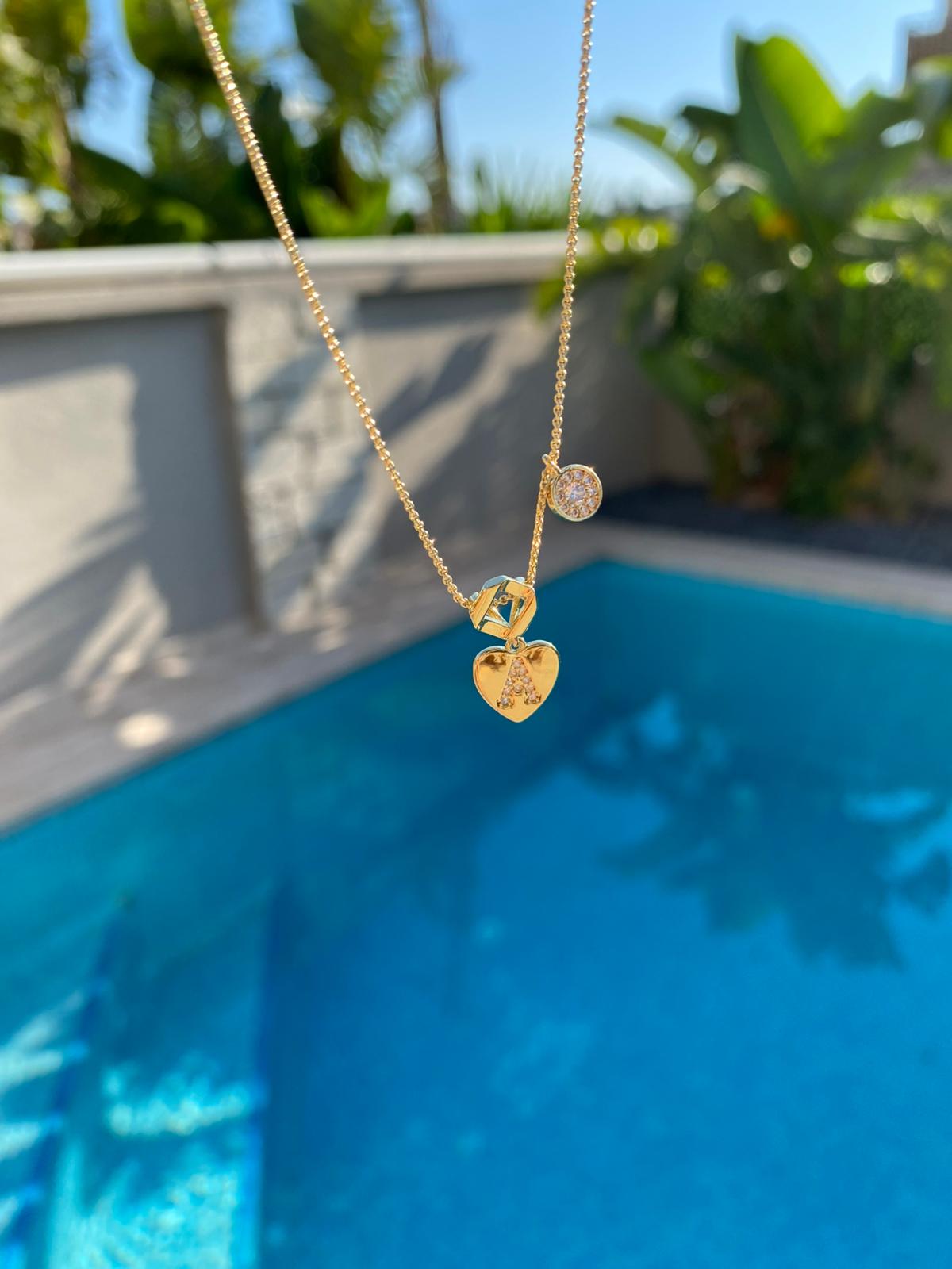 Heart & round harf kolye