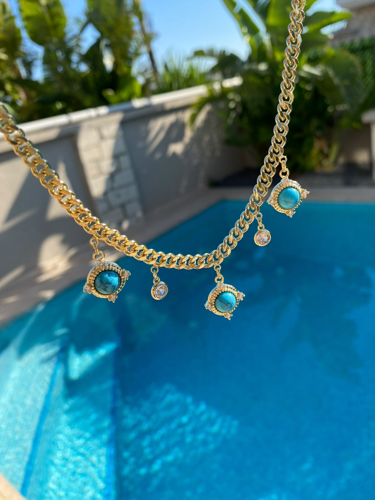 Turkuaz mirror choker