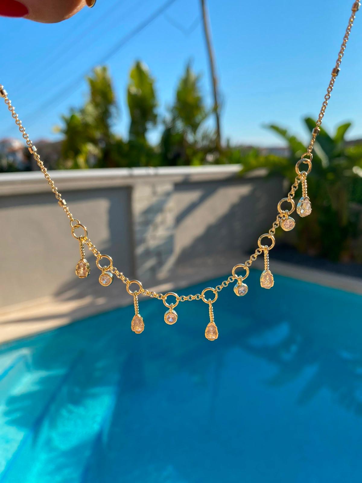 Zircon damla choker