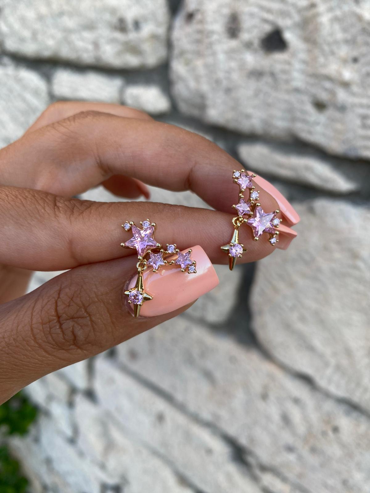 Pink stars küpe