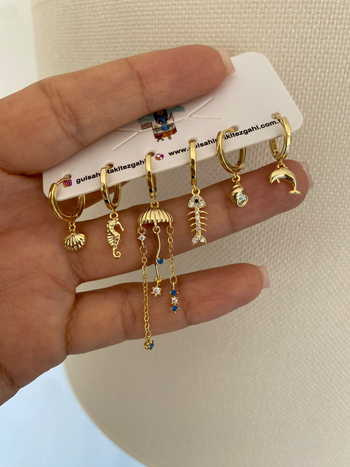Sea animals 6'lı set küpe
