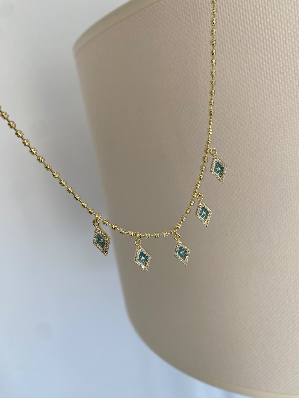 Turkuaz zircon baklava choker