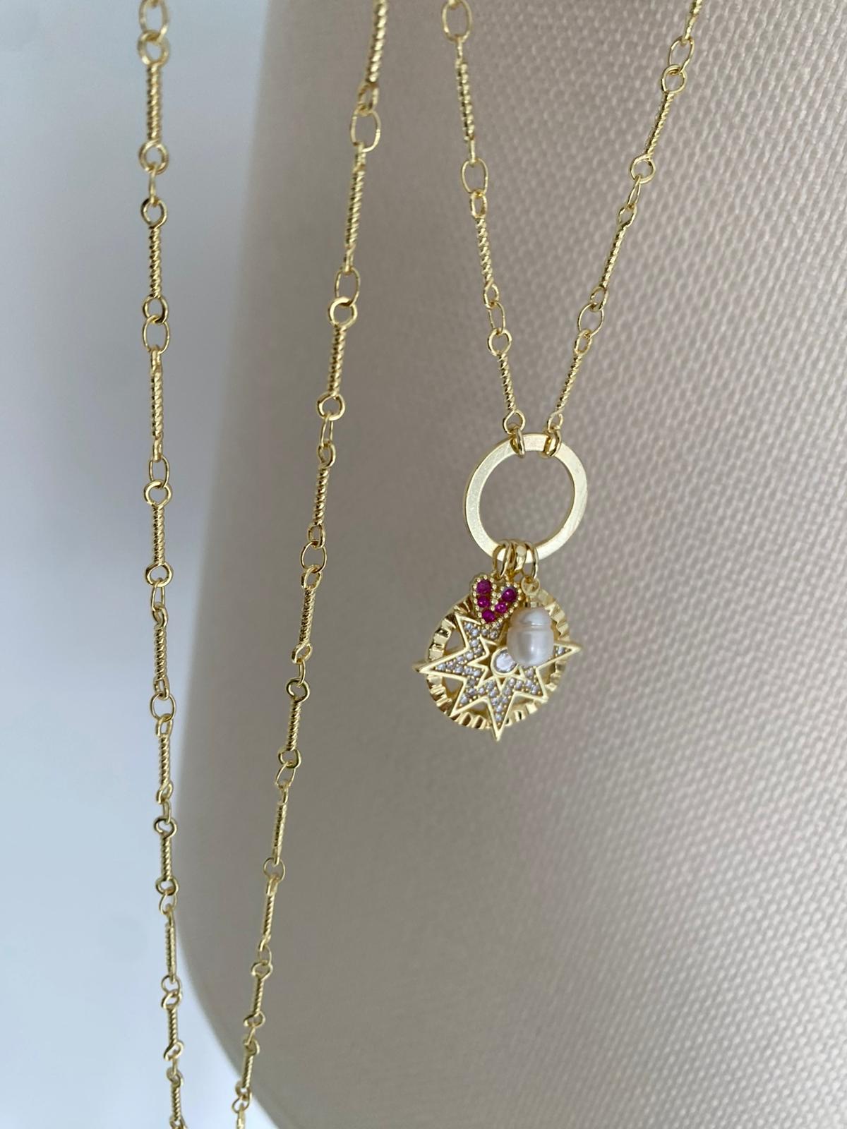 Poles Heart charm Uzun kolye