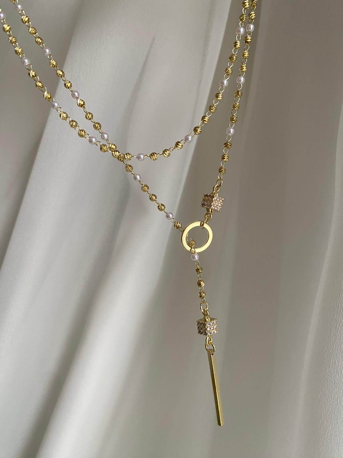 Küp details dolamalı y kolye