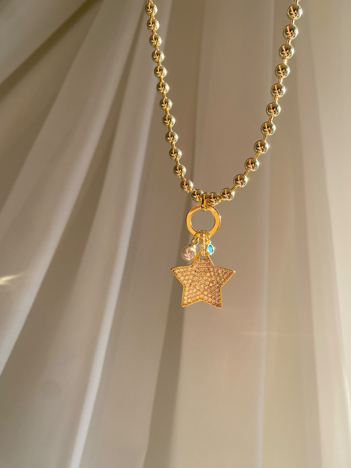 Star & pearl ball kolye