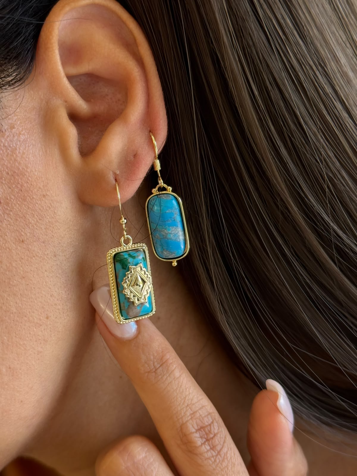 CYLINDER turquoise küpeler