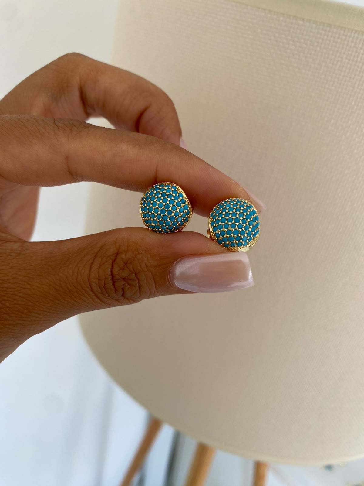 Turkuaz zircon ball küpe