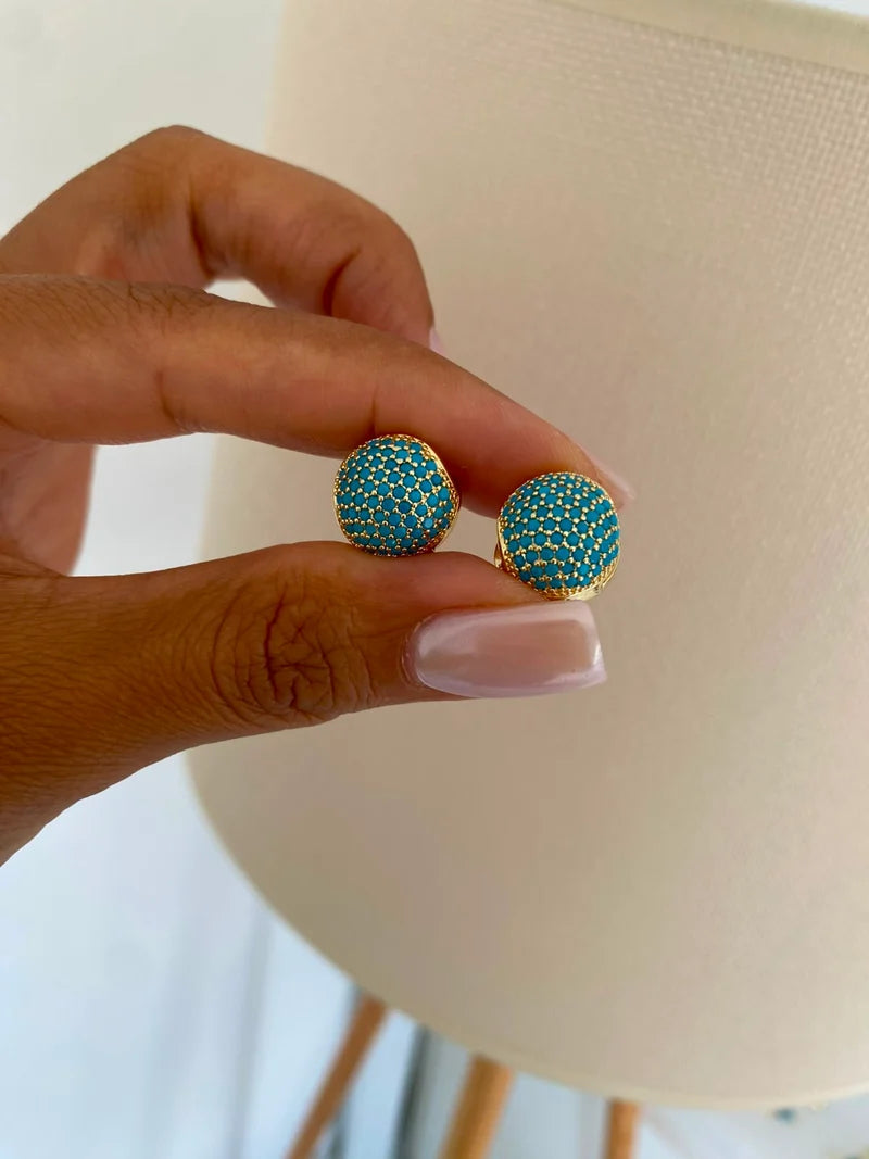 Turkuaz zircon ball küpe