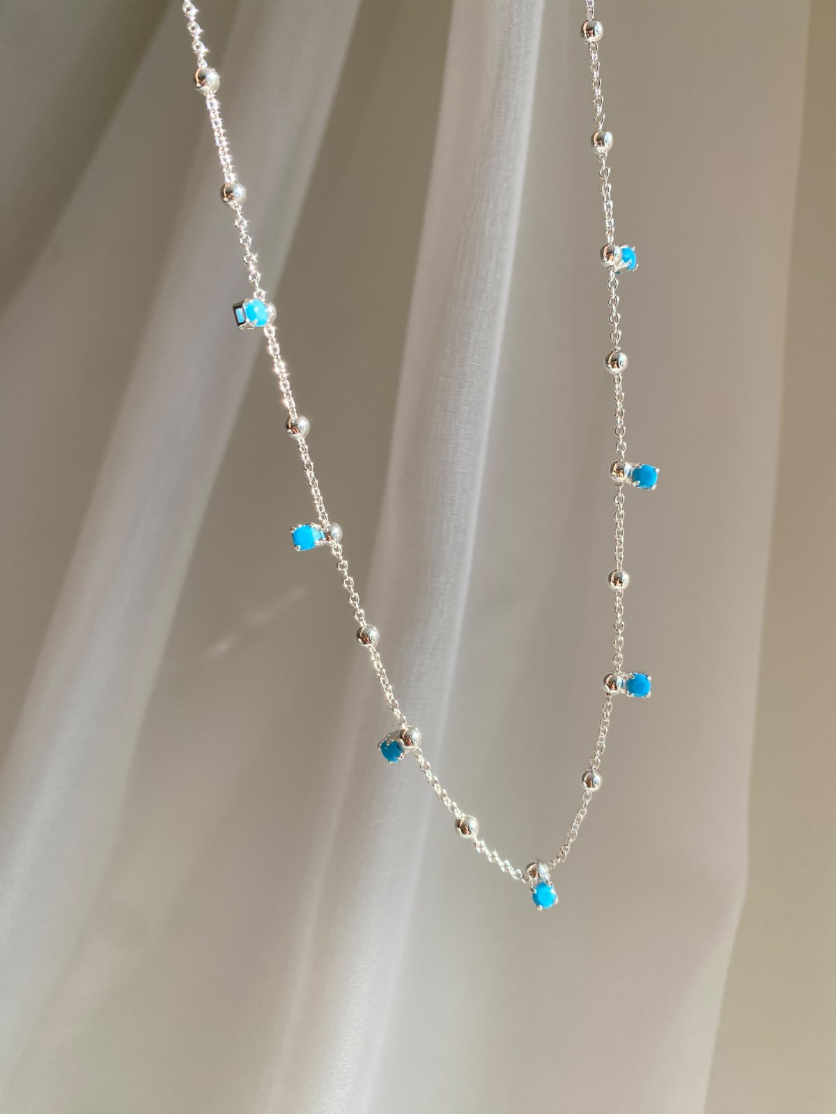 Blue stone gümüş choker