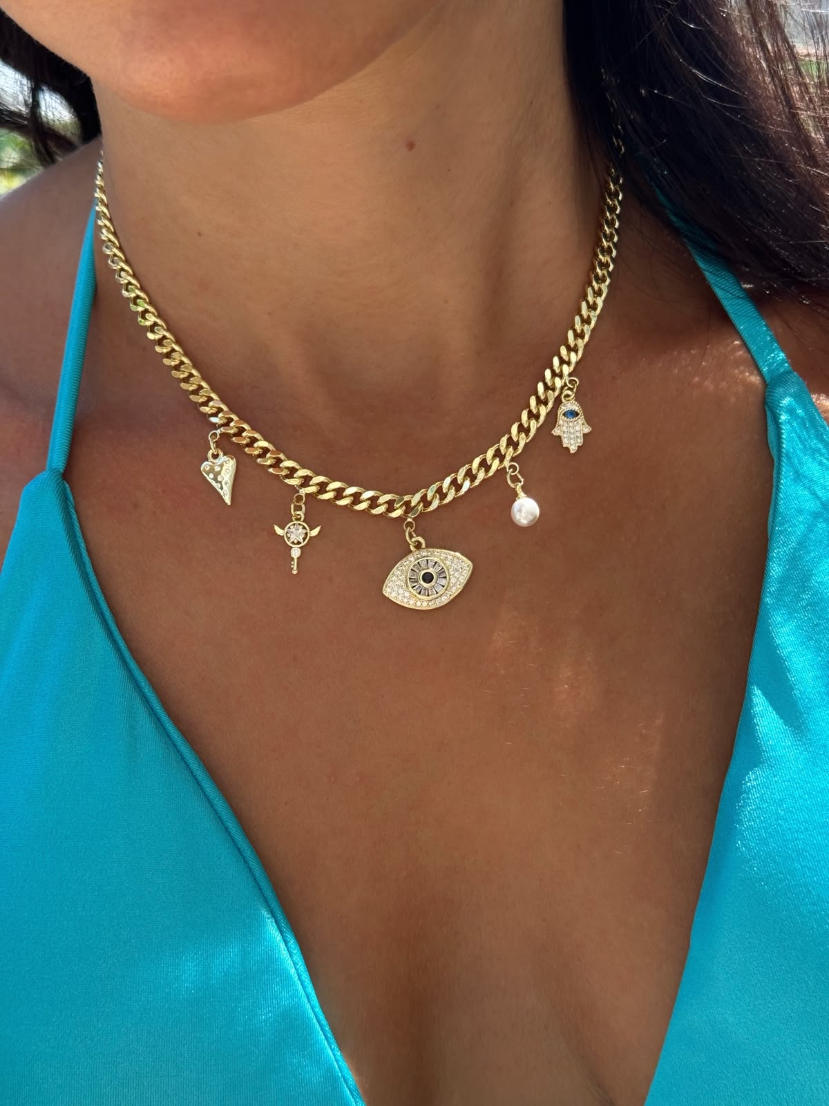 Eyes & inci charm choker