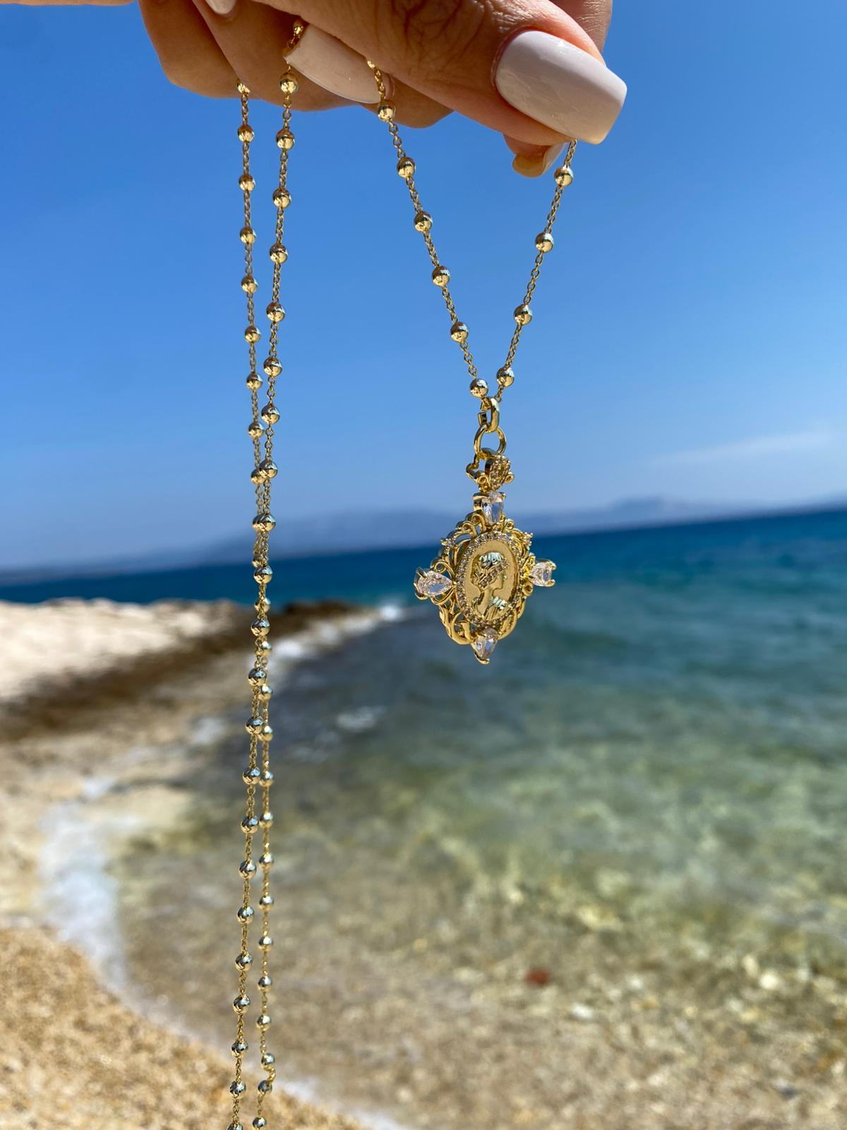 mirror stone uzun kolye