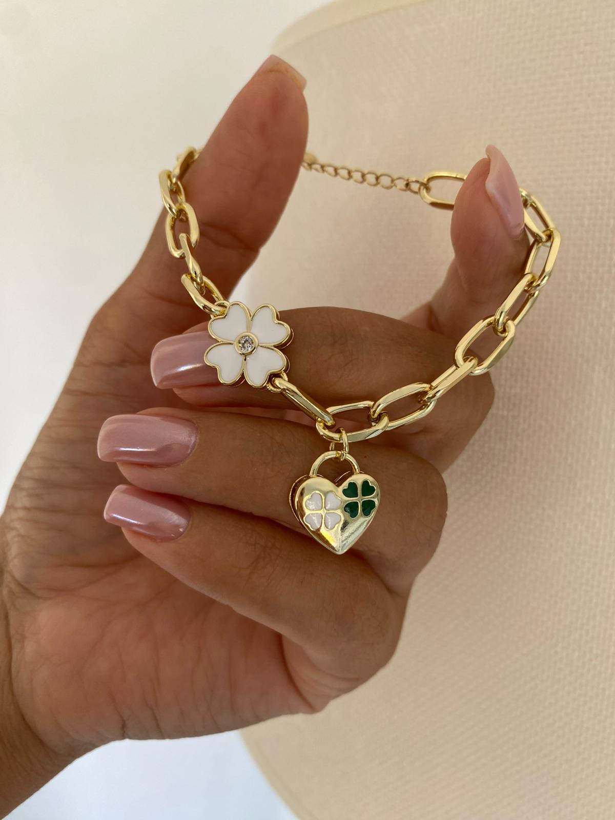 Heart clovers mineli bileklik