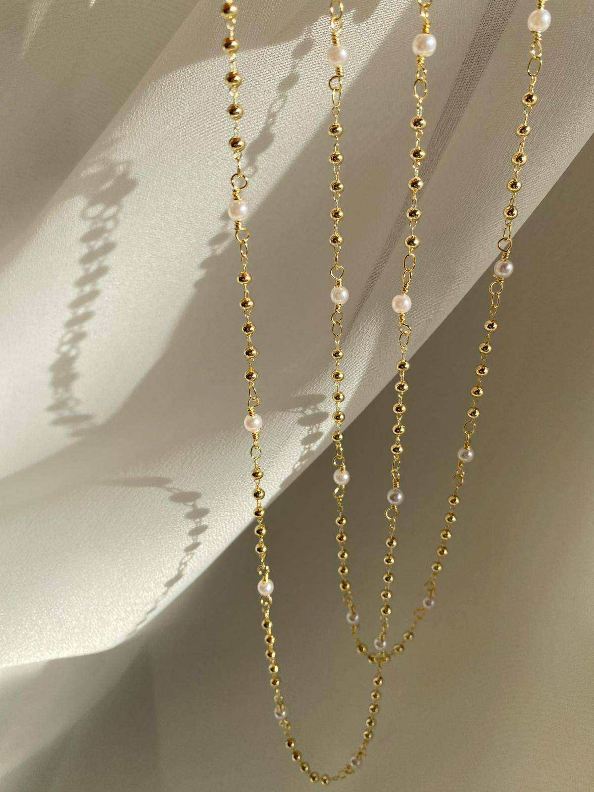 İnci ball dolamalı kolye