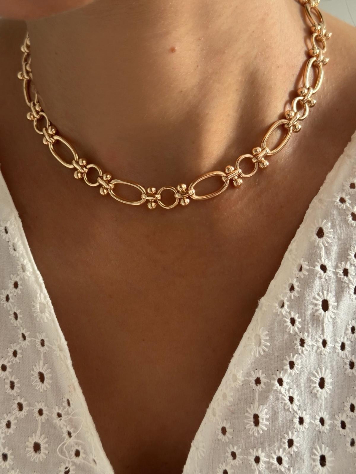 Rose renk ellipse choker