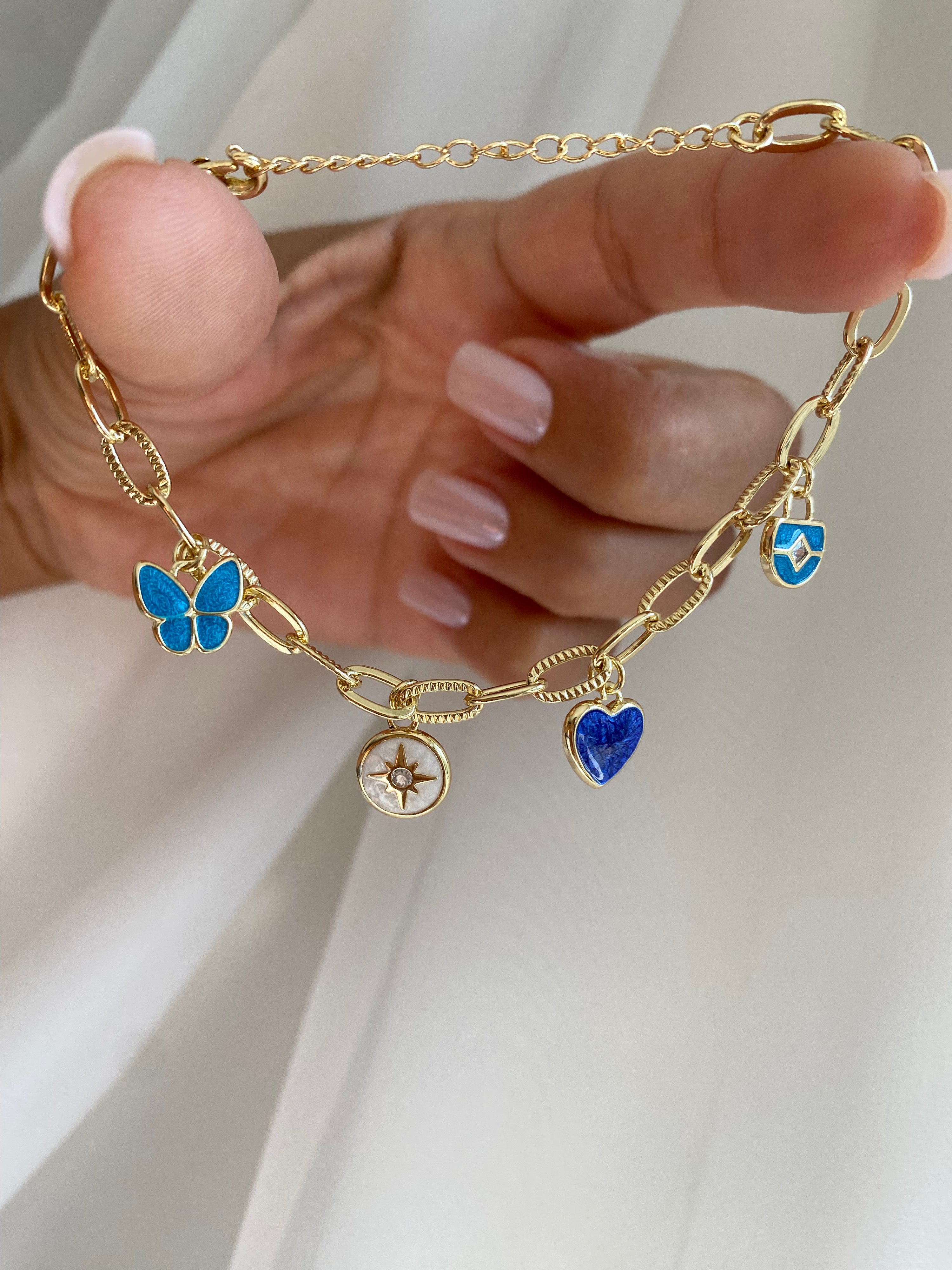 Heart & btrfly mineli charm bileklik