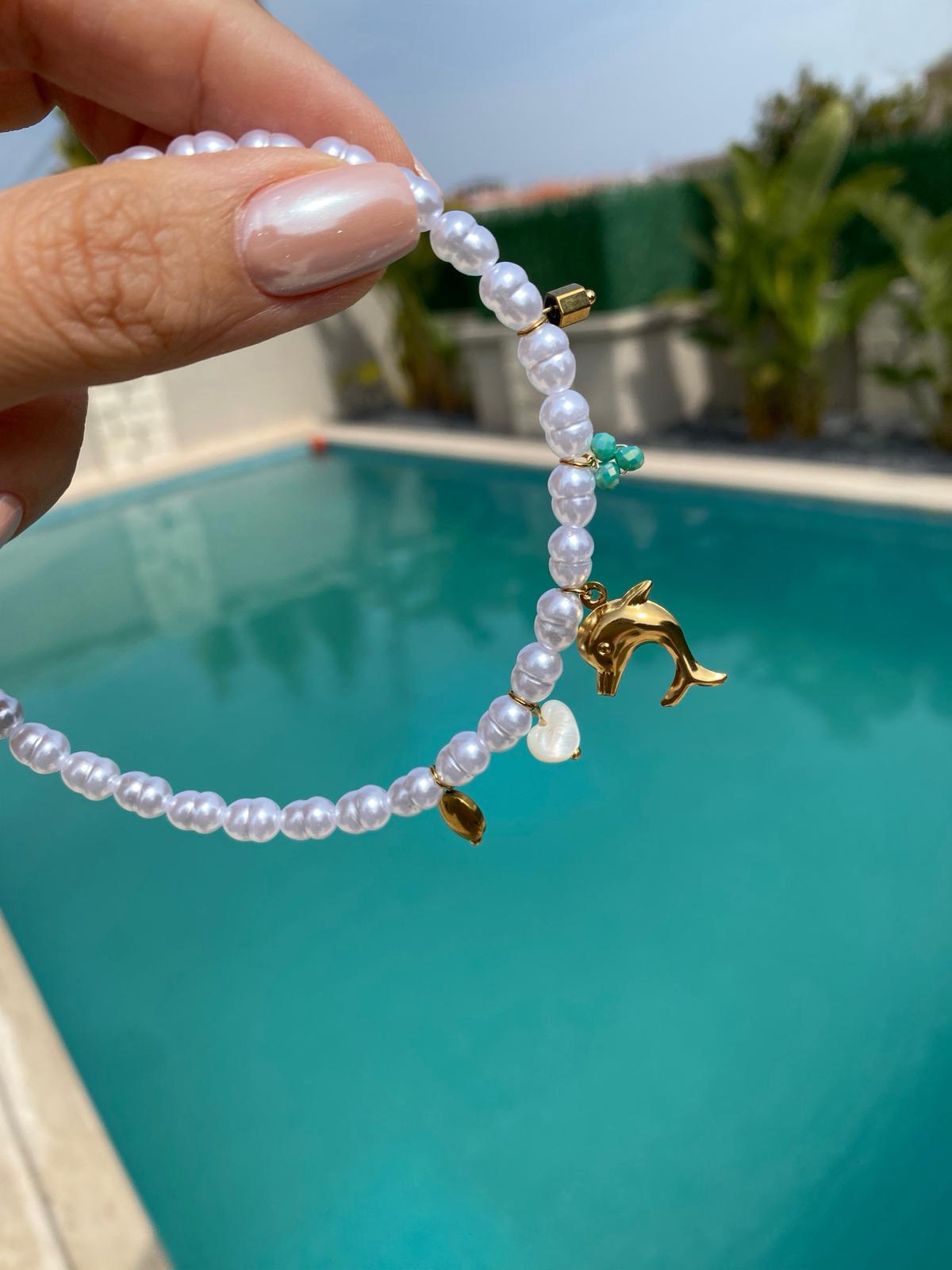 Barok İnci Dolphin charm halhal