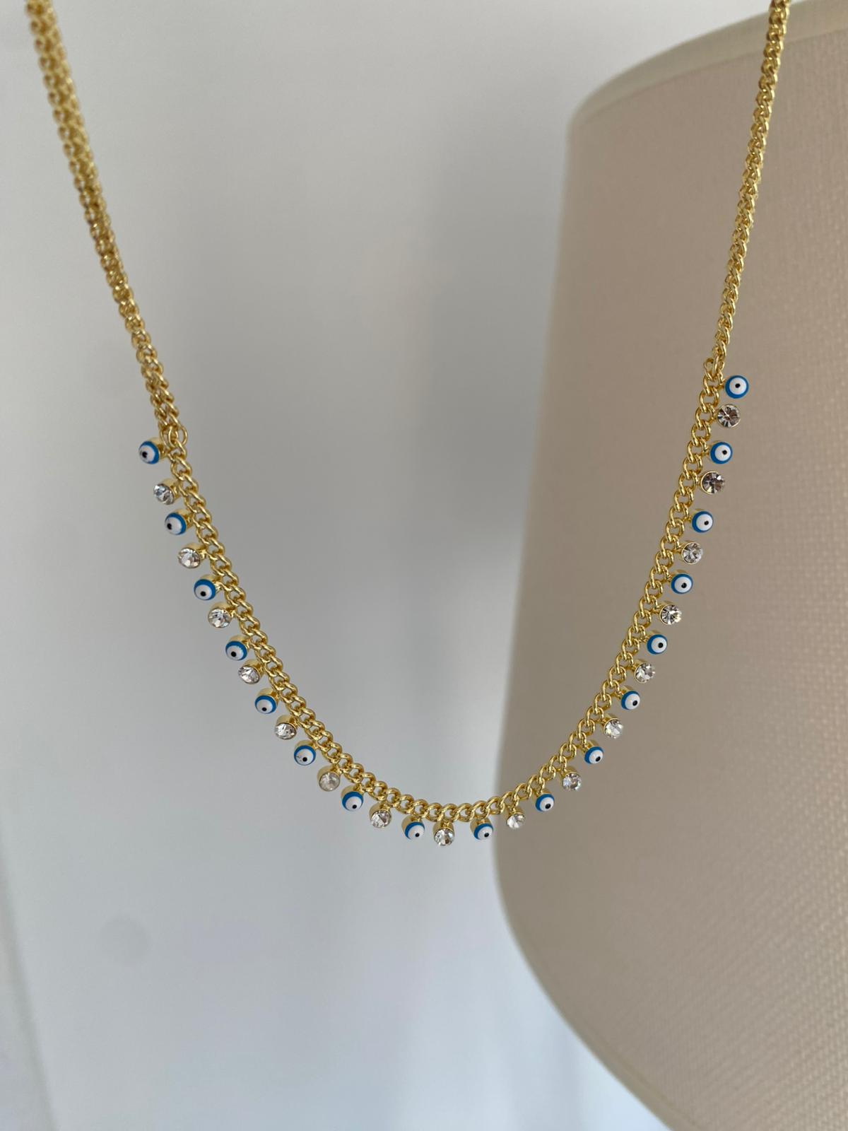 Minimal nazar çift zincir choker
