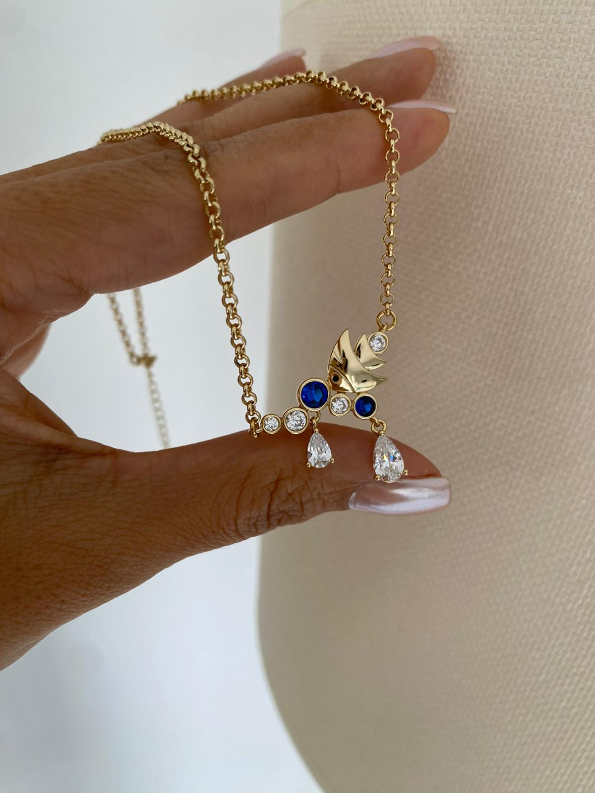 Fish Blue Kısa Kolye