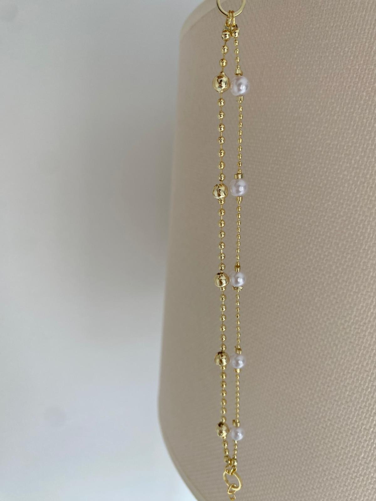 İkili birleşik inci details bileklik