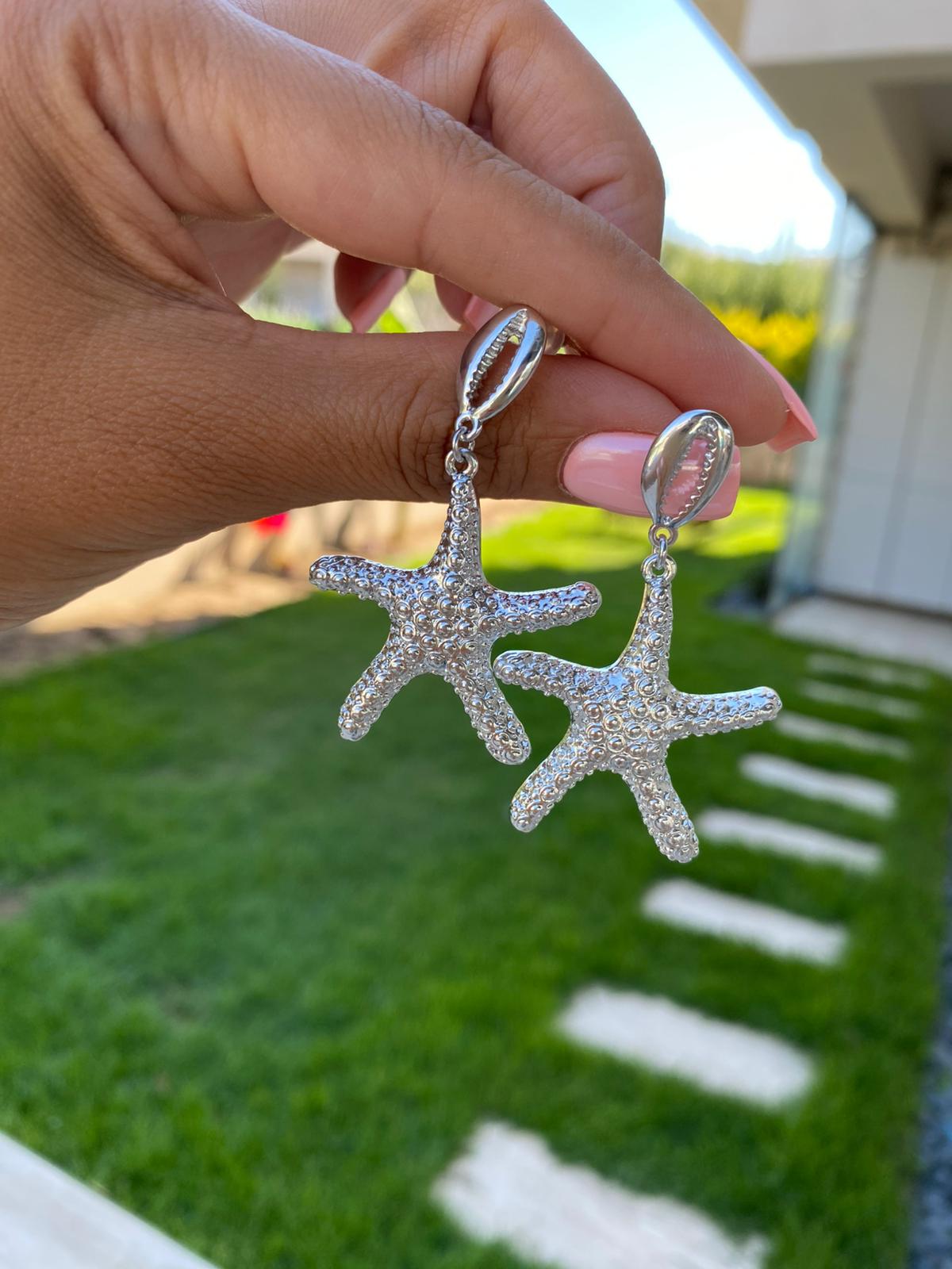 Silver seastar küpe