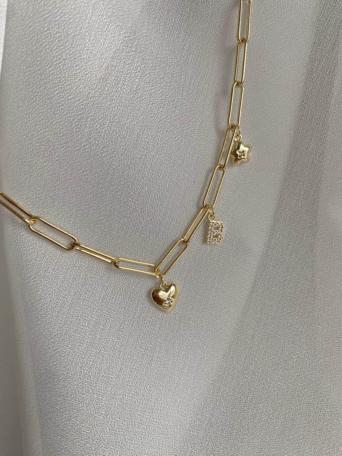 heart charm harf bileklik