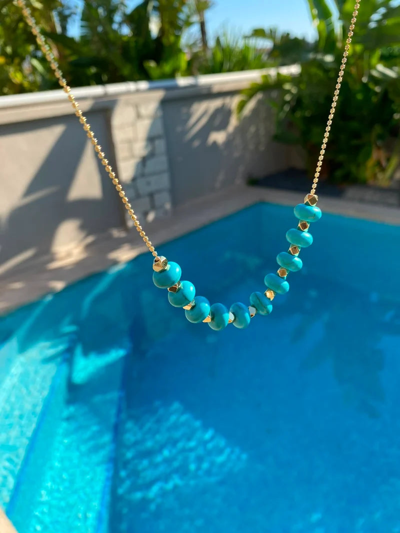 turkuaz bead kısa kolye