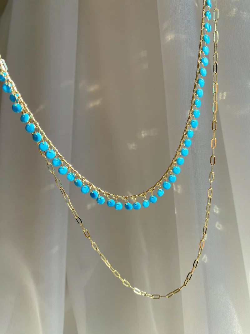 turkuaz ball & ataç ikili birleşik choker