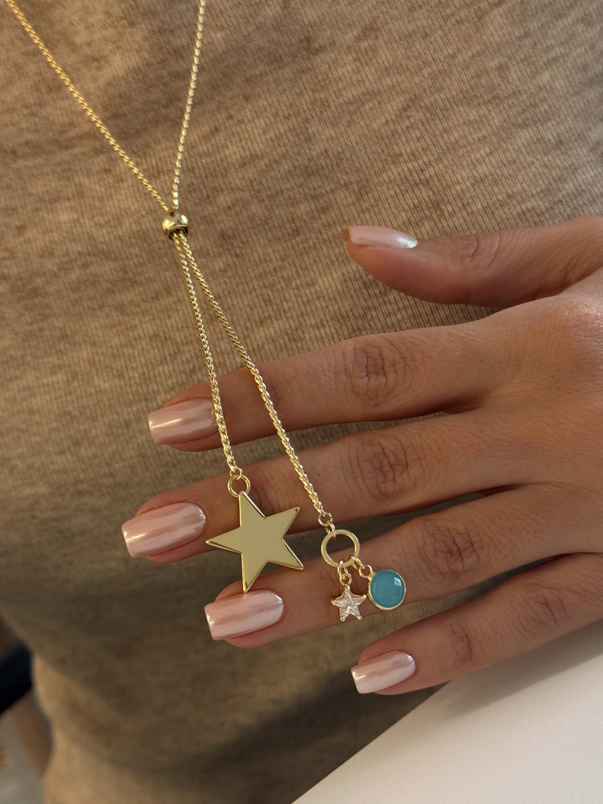 Blue Star Charm Asansörlü kolye