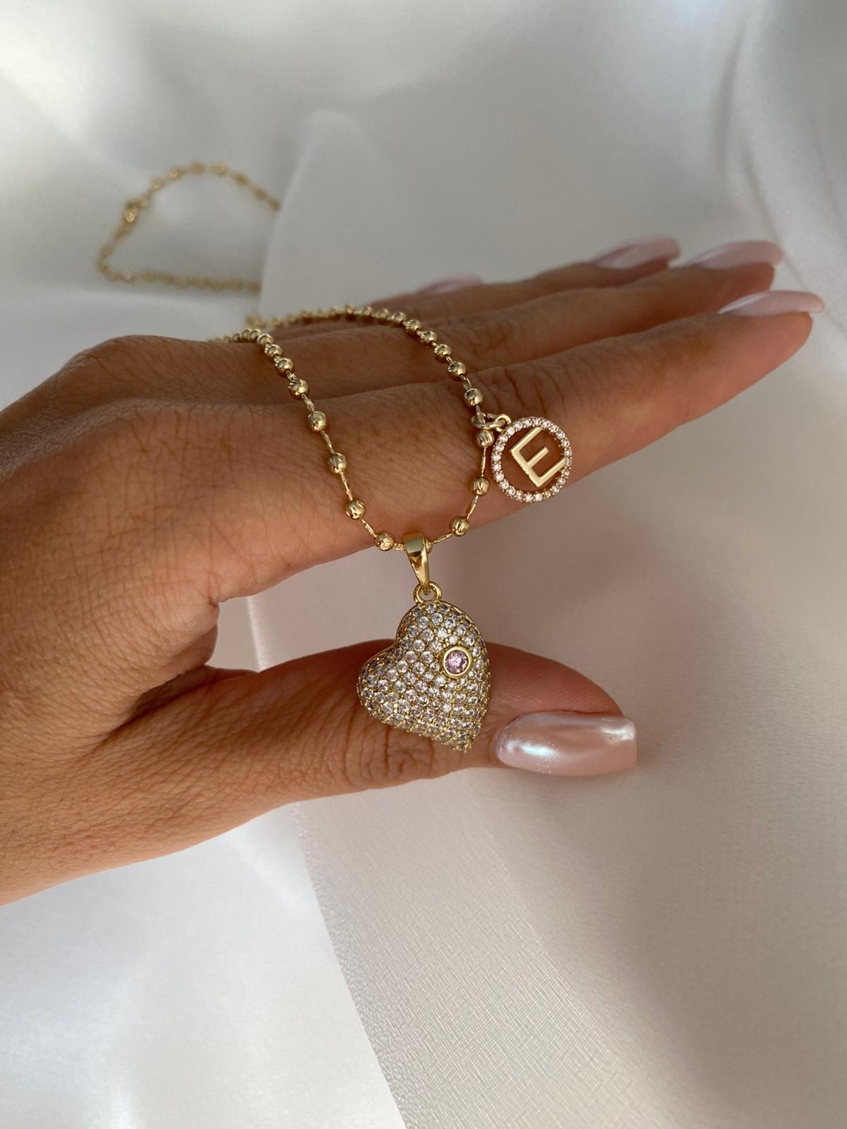 Heart Ball Harf Kolye