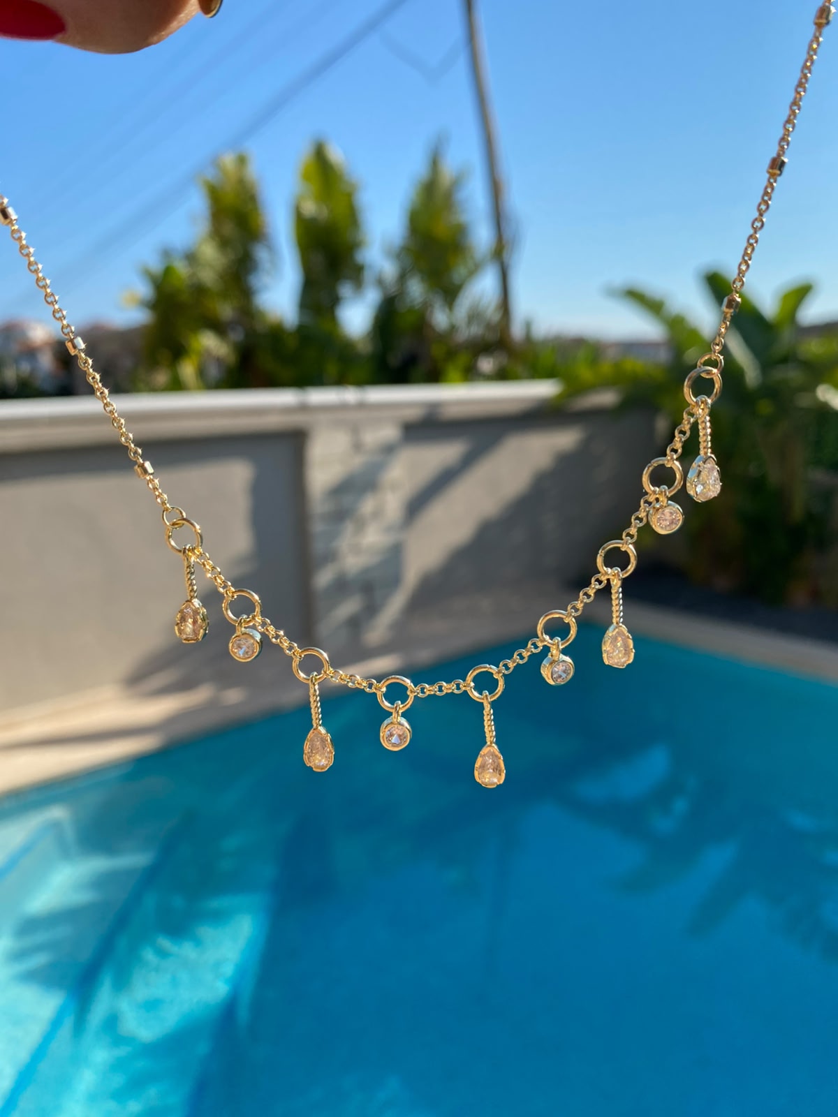 Zircon damla choker