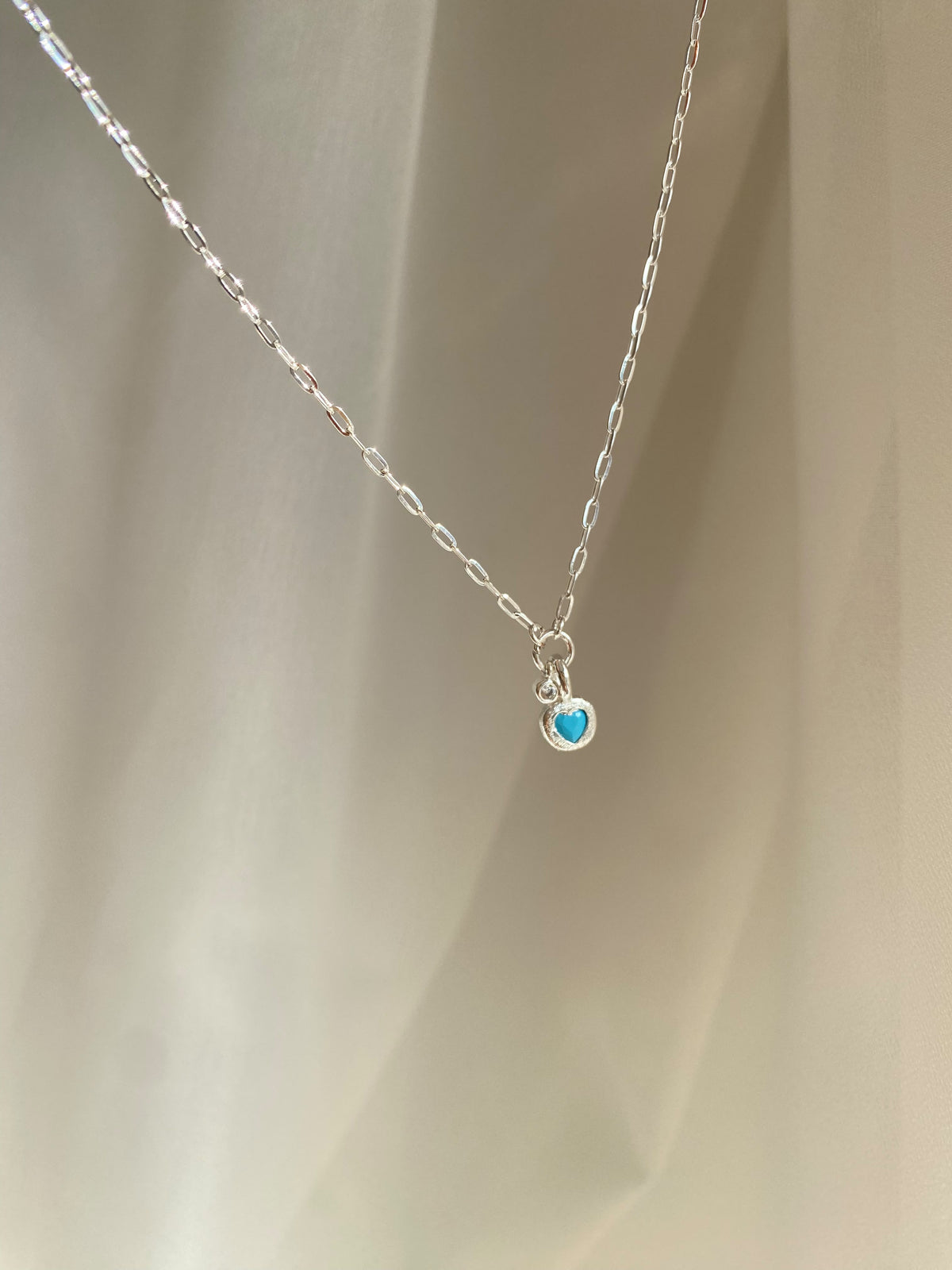 Blue heart gümüş renk kolye
