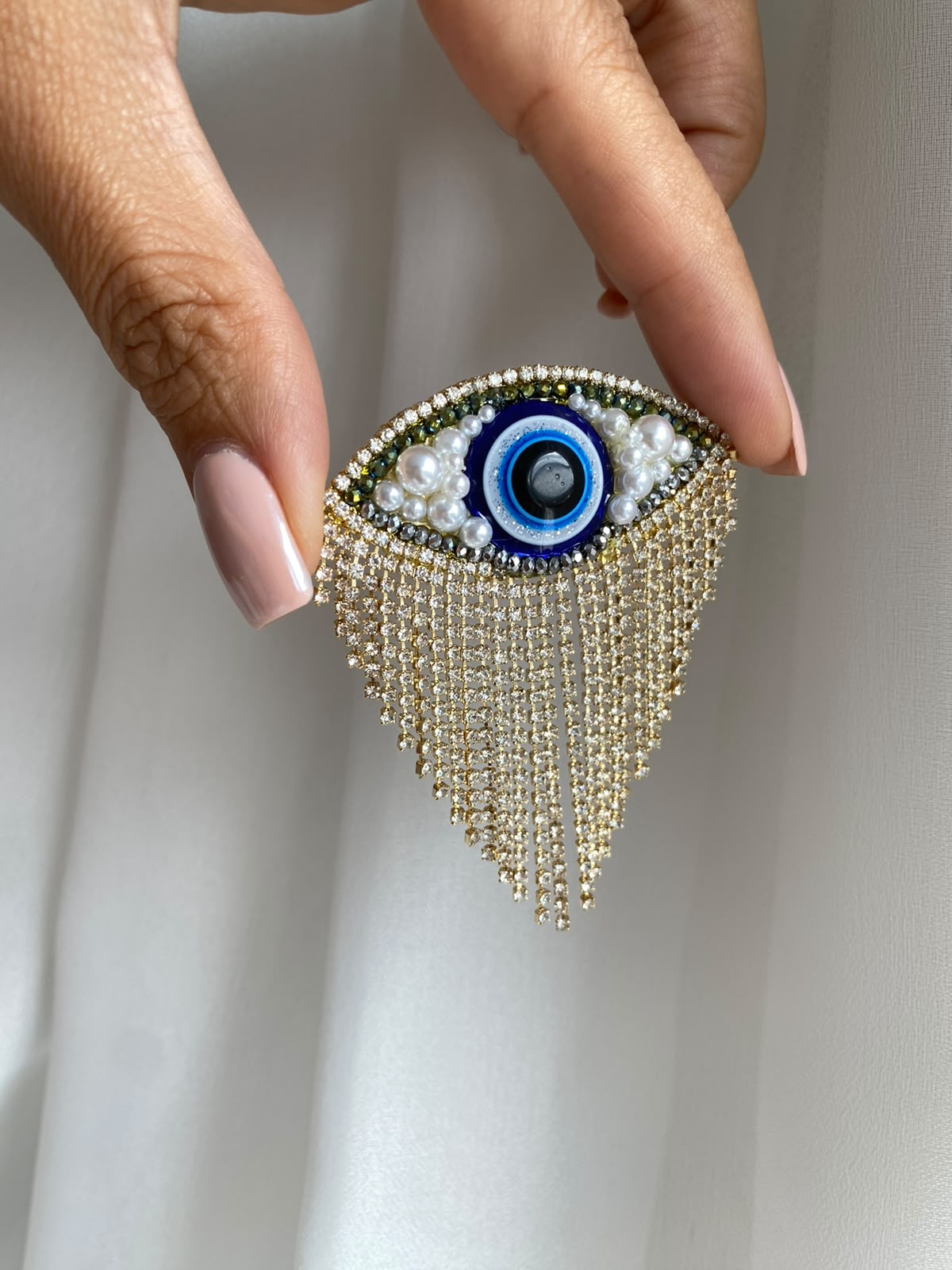 evil eyes & stone sallantılı broş