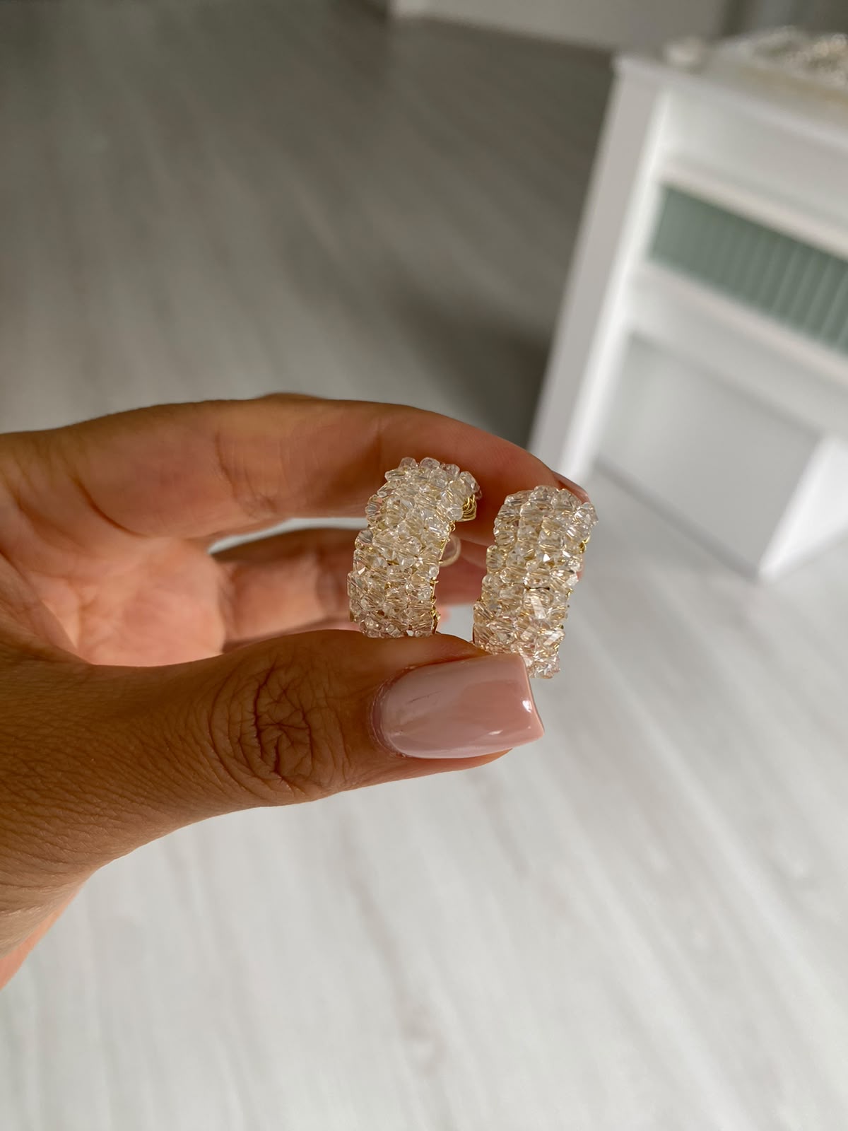 Cyrstal plated gold küpe
