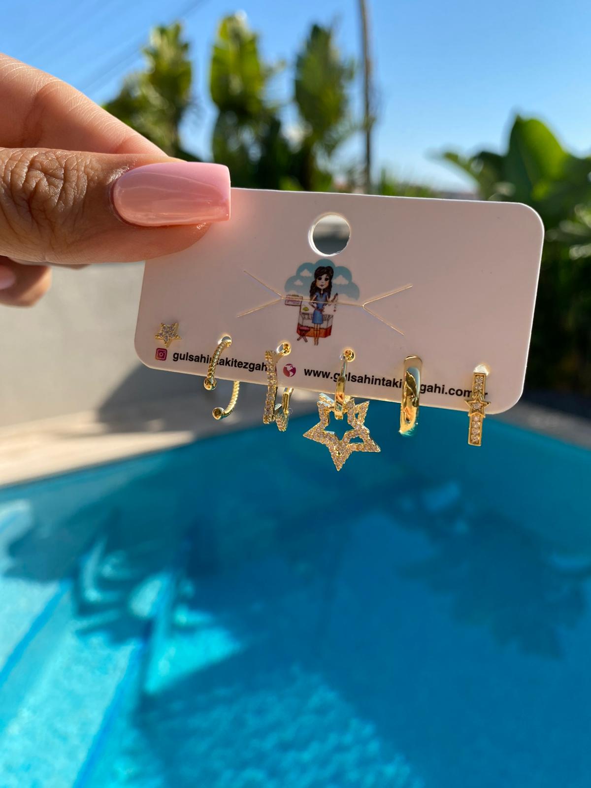 stars 6'lı set küpe