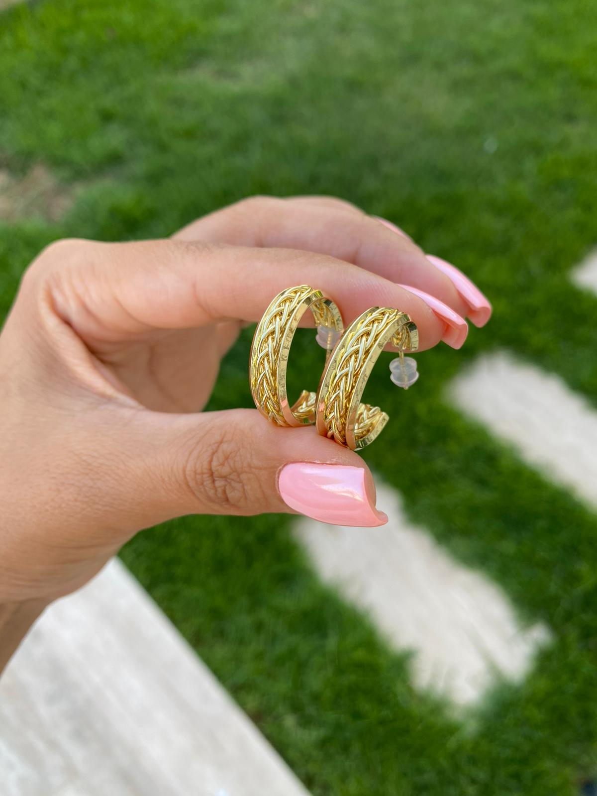 Gold örgü küpe