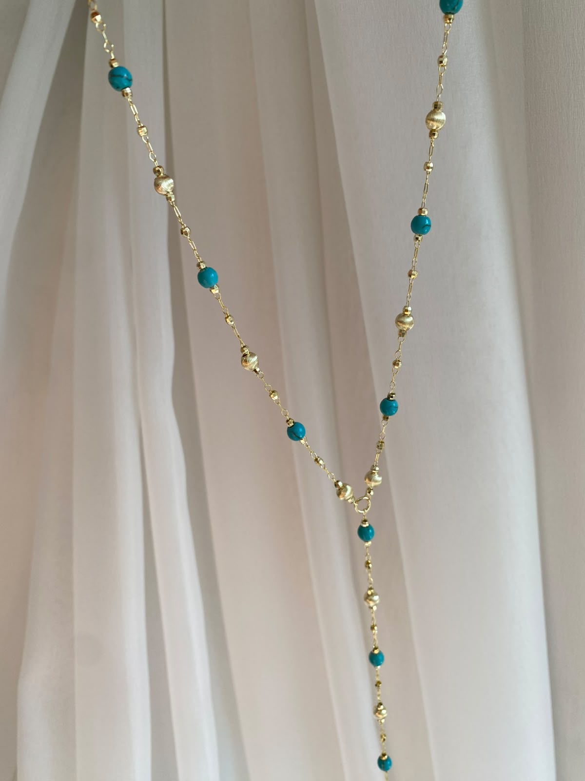 turkuaz & gold ball y choker