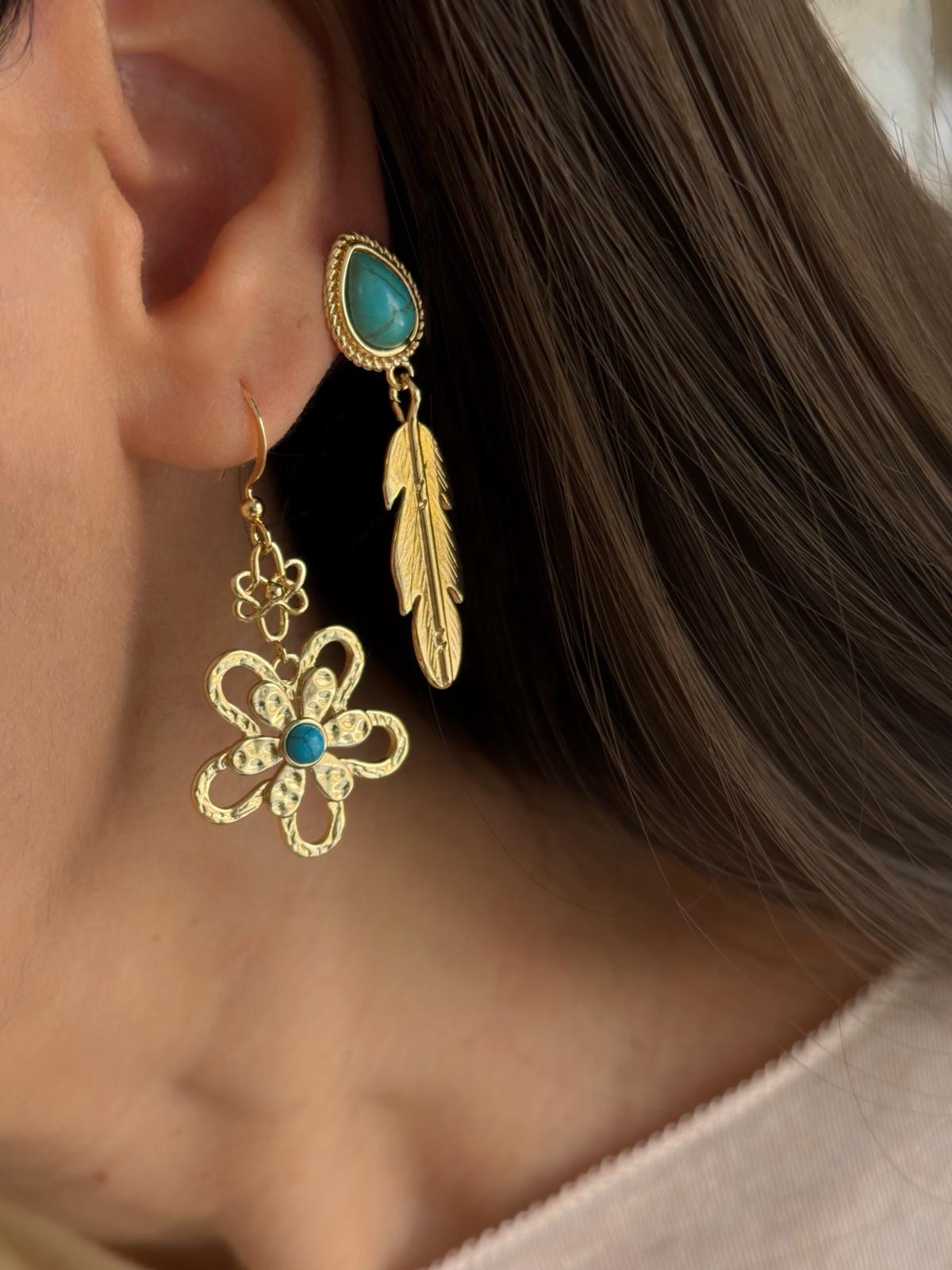 Turkuaz figure küpeler